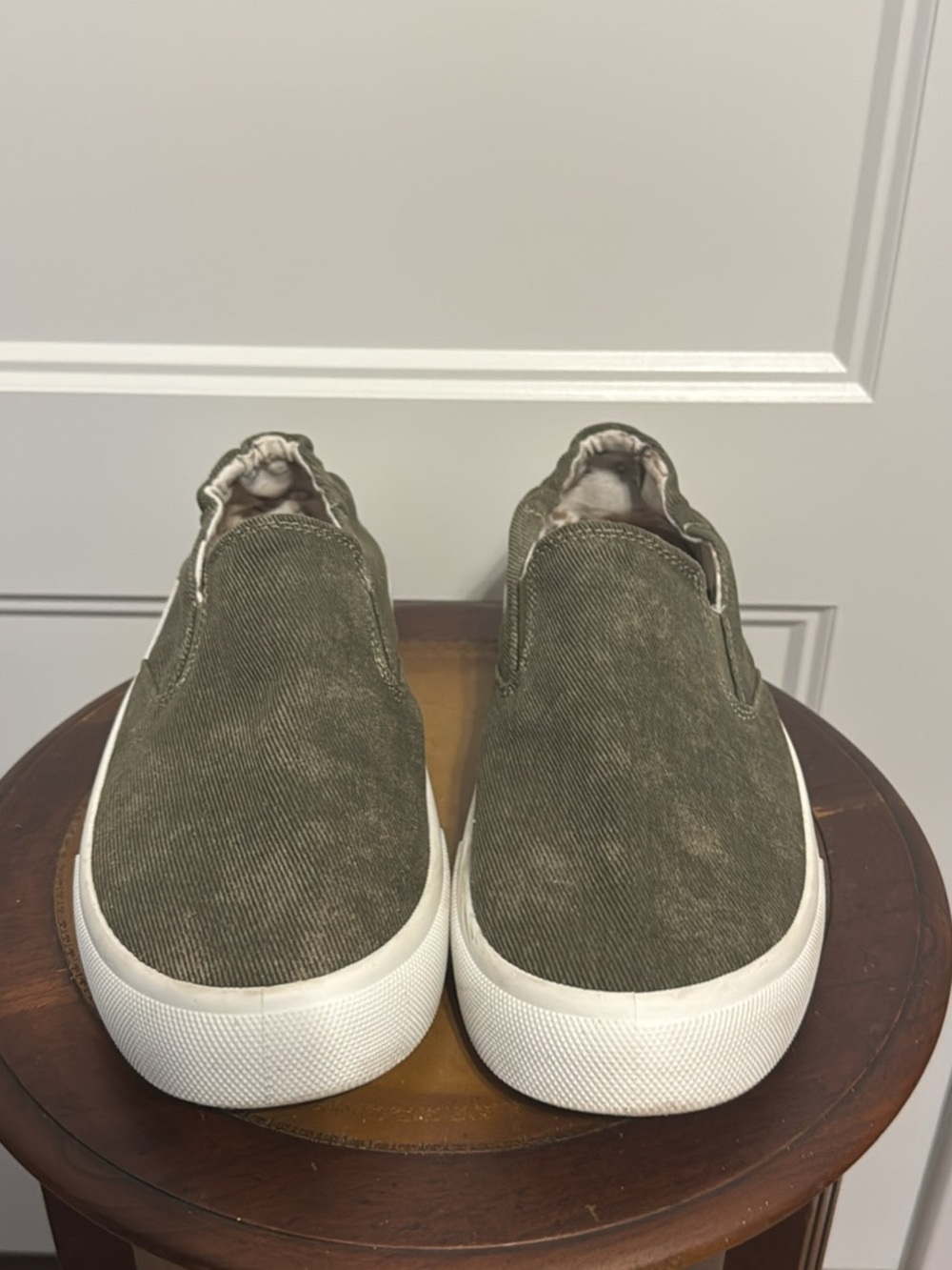 Maurices Olive Slip-On Canvas Loafers with White Sole